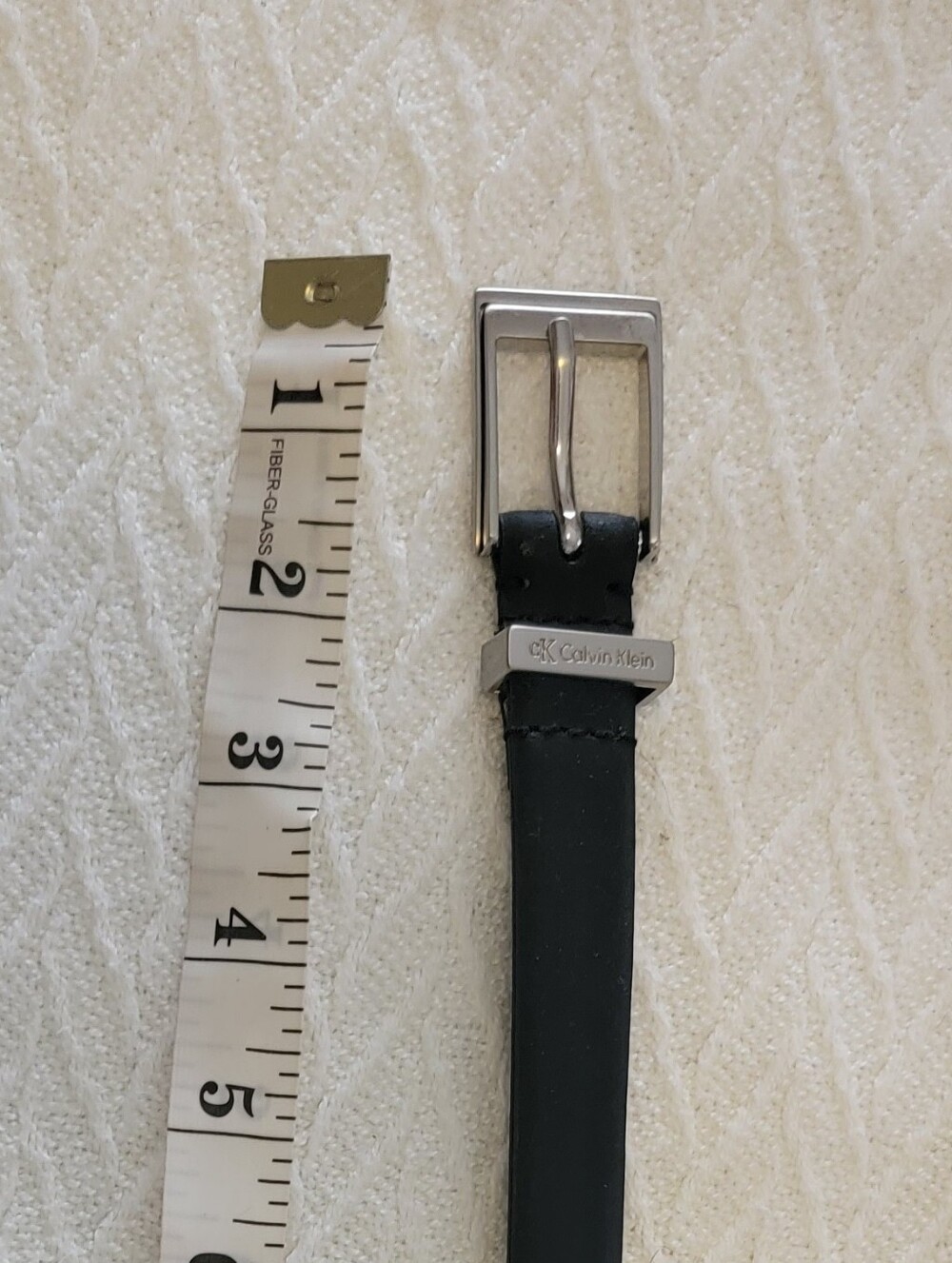 Vintage Genuine Leather Calvin Klein Black Strap Belt with Silver Buckle